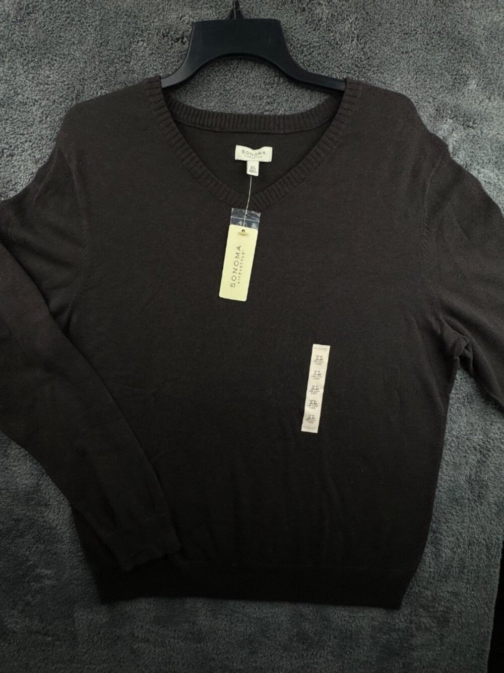 NWT Sonoma Lifestyle 100% Cotton Knit Sweater Size XL Pullover V Neck Adult